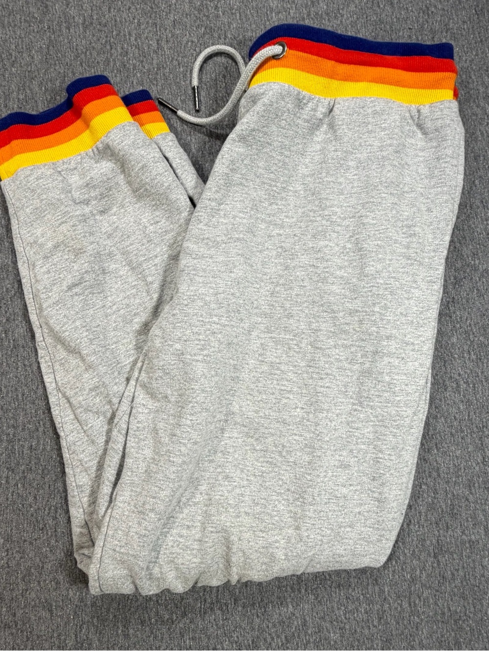 Aldi Mens Medium Sweatpants Joggers Rainbow Stripe Drawstrings